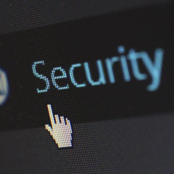 Cursor hovering over the word 'Security' on a digital screen.